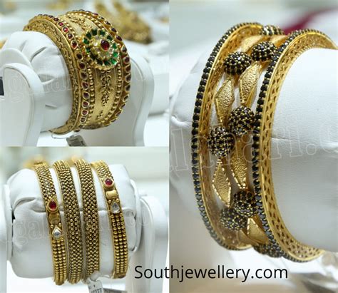 Antique Gold Bangles By Malabar Gold And Diamonds Indian Jewellery