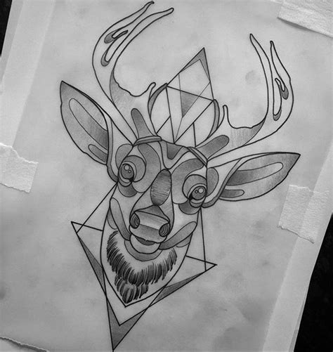 Unique Deer Head With Geometric Elements Tattoo Design Tattooimagesbiz