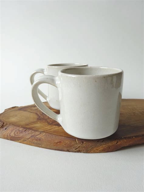 Pair of Espresso Cups - Handmade ceramic set of two rustic white ...