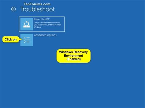 Enable Or Disable Windows Recovery Environment In Windows Tutorials