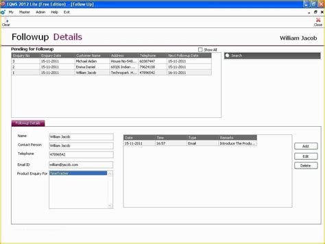 Crm Template Free Download Of Crm Basic Ms Access Templates
