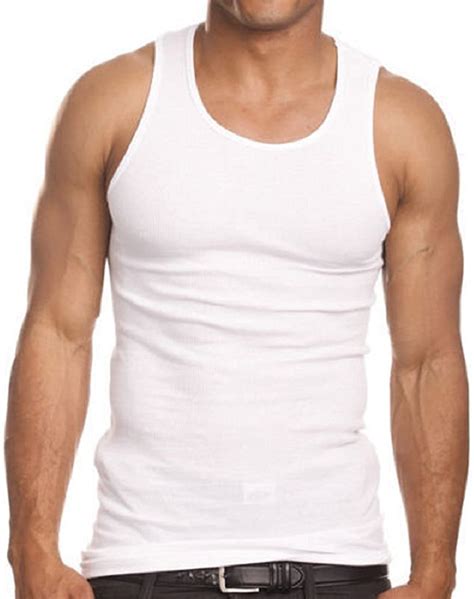 Jmr Mens White 100 Cotton Ribbed Tank Tops A Shirts 6 Pack Amazon