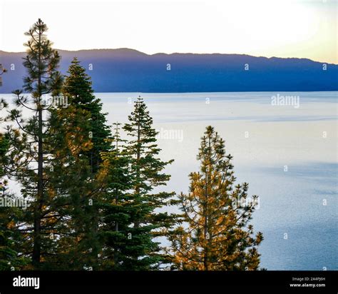 Lake Tahoe Sunrise Color Dl Bliss State Park Stock Photo Alamy