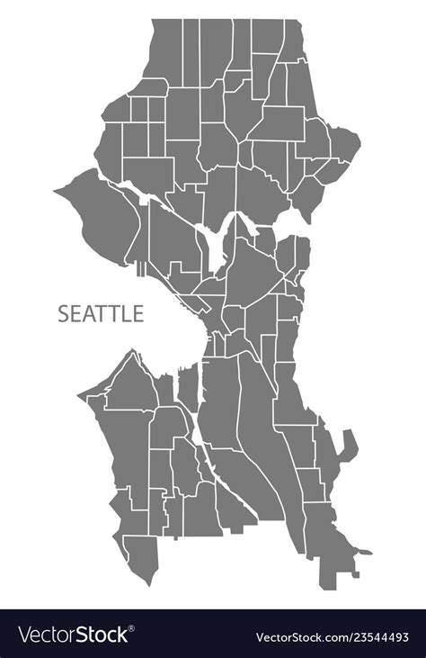 Seattle Washington City Map With Neighborhoods Vector Image