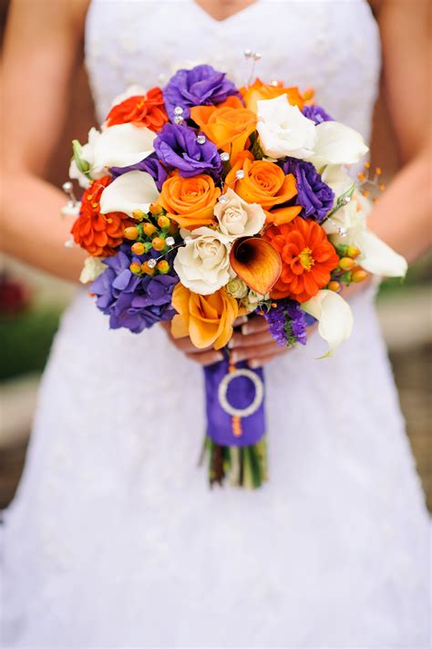 Orange And Purple Wedding Flowers Vibrant And Fun