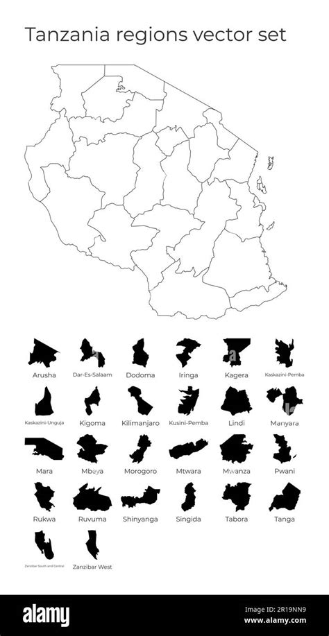 Tanzania Map With Shapes Of Regions Blank Vector Map Of The Country