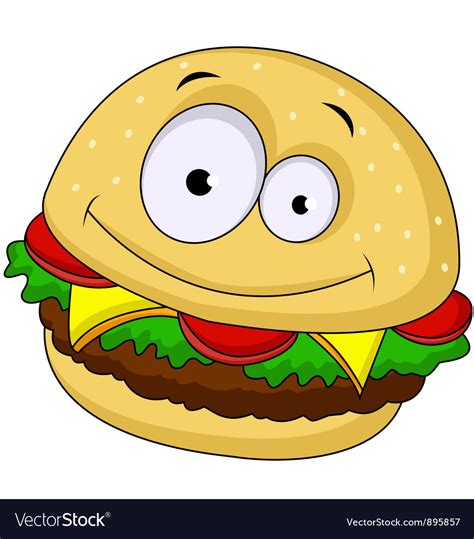 Burger Cartoon Royalty Free Vector Image Vectorstock