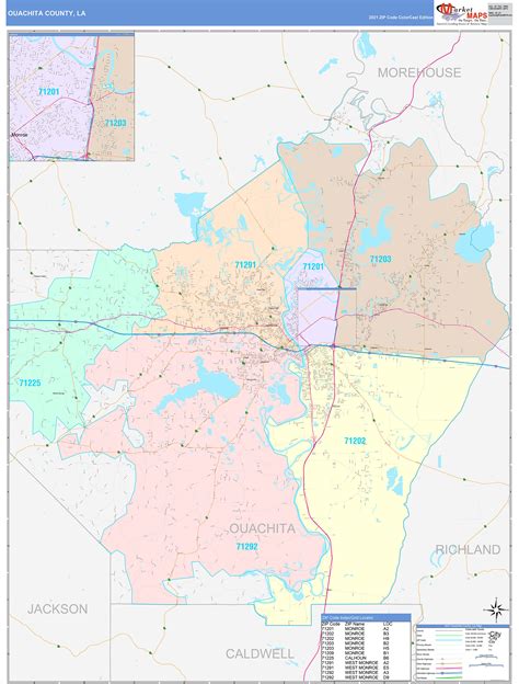 Ouachita County La Wall Map Color Cast Style By Marketmaps