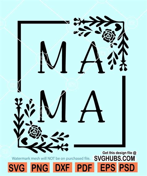 Mama floral square svg, Mama svg, mama floral svg, Mama square svg
