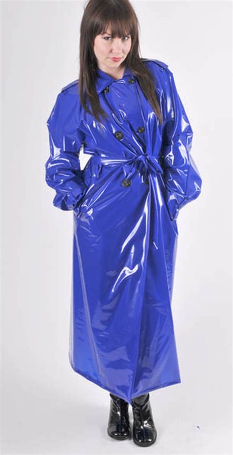 Shiny Blue Plastic Raincoat Rainwear Girl Raincoat Fashion Rainwear Fashion