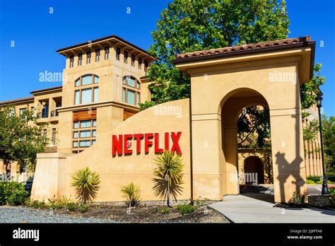 Netflix Logo Is Seen At The Main Entrance To The Netflix Headquarters