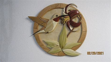 Hummingbird Wood Carved Wall Decor Intarsia Art By Etsy Carved Wall