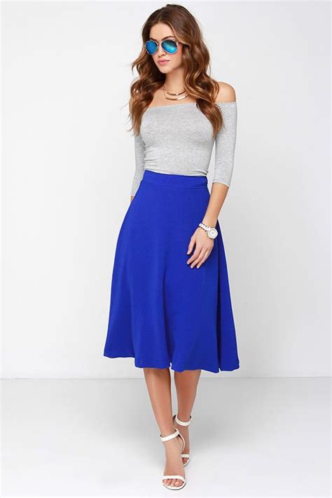 Joa Luxe Life Cobalt Blue Midi Skirt Blue Midi Skirt Fashion Outfits