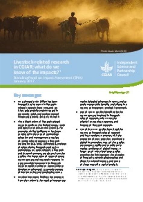 Livestock Related Research In Cgiar What Do We Know Of The Impacts