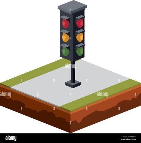 Icono De Semáforo Estructura 3d Isométrica Perspectiva Y Tema Diseño