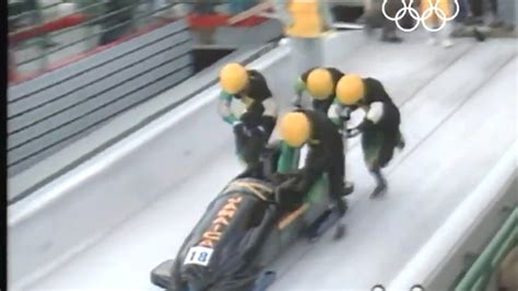 Jamaican Bobsleigh Team Debut At Calgary 1988 Winter Olympics Youtube