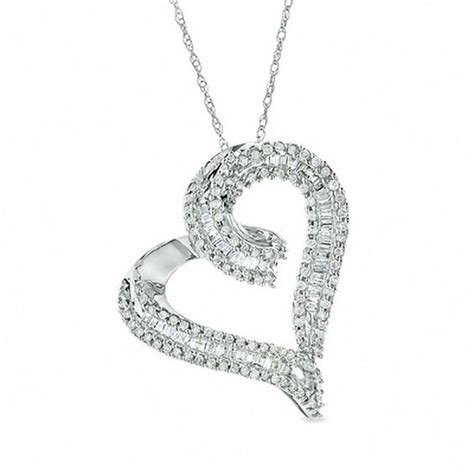 12 Ct Tw Diamond Heart Pendant In 10k White Gold Heart Necklaces