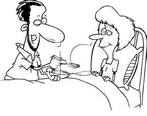 A Black And White Cartoon Of A Husband Caring For His Sick Wife