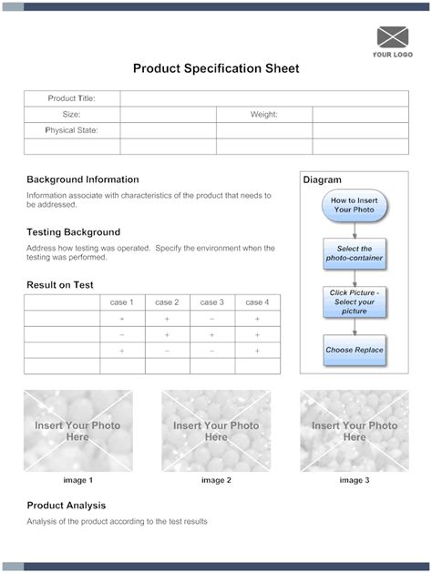 specification sheet templates word excel