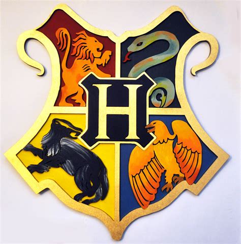 Handmade Harry Potter Hogwarts Crest Laser Cut 3d Hand Painted