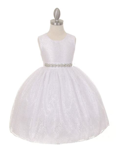 Solid Lace Flower Girl Dress With Removable Rhinestone Belt 2566106
