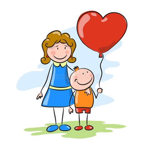 Mother And Son Stock Vector Illustration Of Hair Heart