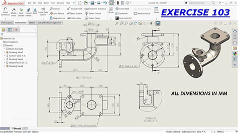 Solidworks Drawing Tutorial For Beginners Exercise 103 Youtube