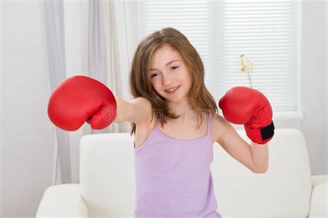 Girl Punching With Boxing Gloves Stock Image Image Of Fighter Cute