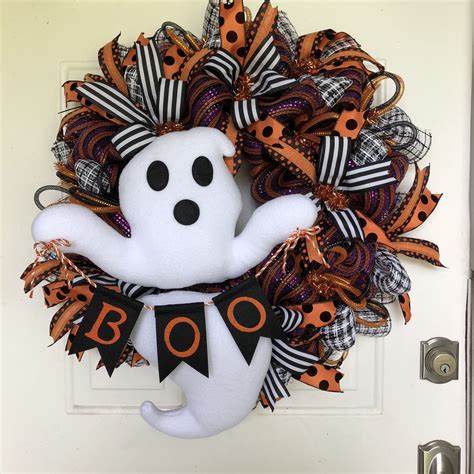 Halloween Wreath Ghost Wreath Halloween Decor Halloween | Etsy | Halloween wreath, Halloween ...