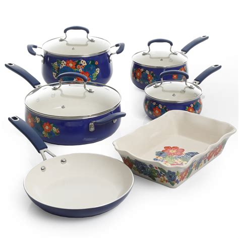 The pioneer woman is at it again! The Pioneer Woman Floral Pattern Ceramic Nonstick 10-Piece ...