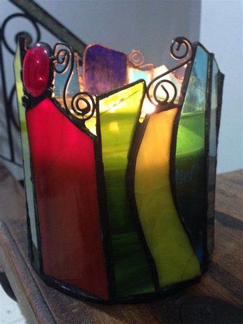 Pin By Sabine Schmidt On Diseños Propios Stained Glass Candle Holders Stained Glass Candles