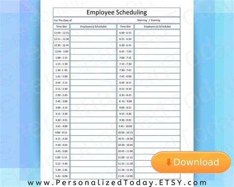 printable employee work schedule  hours   hours