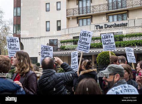 protest outside the dorchester hotel in london against the new brunei anti gay laws 6 apr 2019