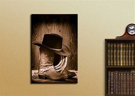 Framed Western Boots Cowboy Vintage Wall Art Picture Canvas Prints