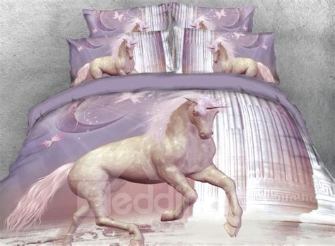 Running Unicorn With Columns Printed 3d 4 Piece Bedding Setsduvet