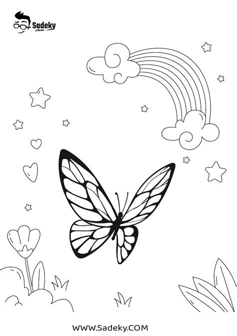 Butterfly Rainbow Coloring Page Sadeky Download Printable Pdf