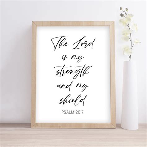 The Lord Is My Strength And My Shield Printable Wall Art Etsy