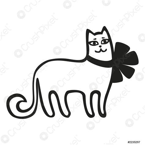 Funny Cats Set Black Cats Silhouette Collections Cartoon Style Stock