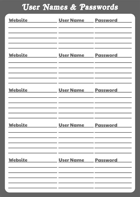 10 Best Free Printable Password Log Sheets PDF For Free At Printablee