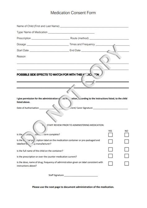 Medication Consent Form Printable Form Daycare Editable Etsy Uk