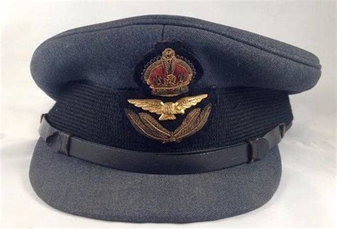 Vtg British Raf Royal Air Force Peak Cap Hat Military Queens Bullion