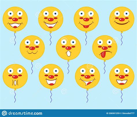 Smiley Face Balloon Funny Round Yellow Balloons With Faces And Smiles