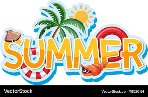 Font Design For Word Summer Royalty Free Vector Image