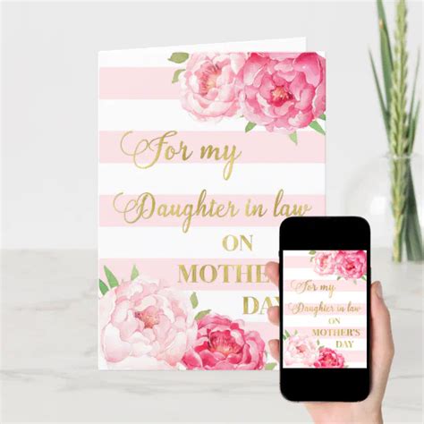 Pink Flowers Mothers Day Daughter In Law Card Zazzle