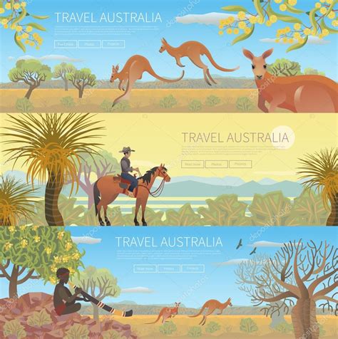 Set Of Australian Travel Posters — Stock Vector © Annareichel 123535006