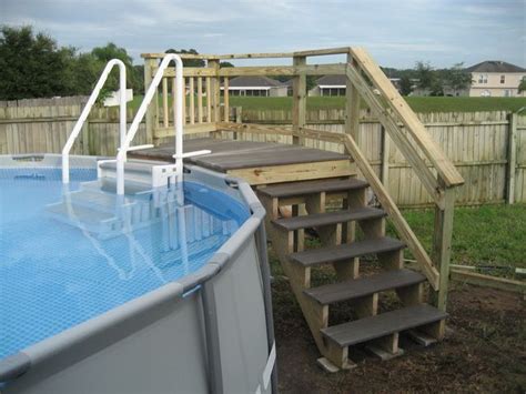 Above Ground Pool Stairs Above Ground Pool Landscaping Backyard Pool Landscaping Cheap