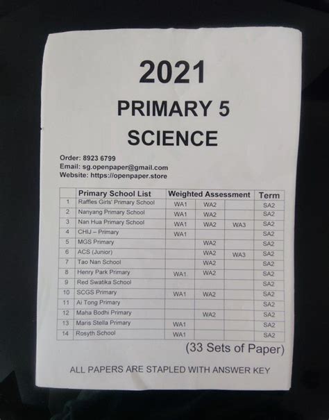 P5 Science Exam Paper 2021 Hobbies And Toys Books And Magazines