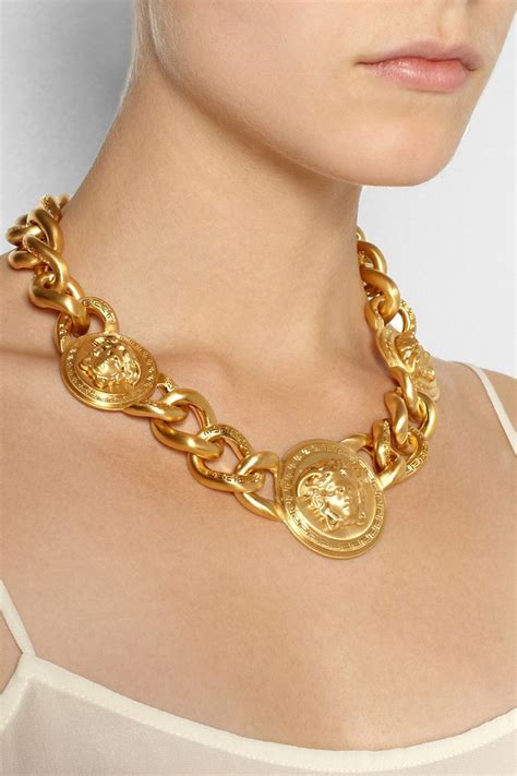 Versace Gold Medusa Charm Chain Necklace From A Unique Collection Of