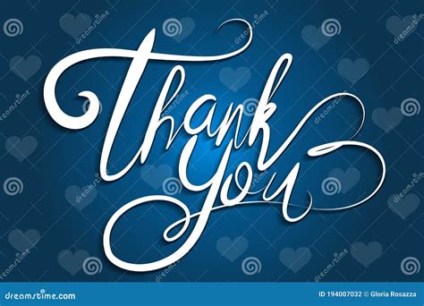 Thank You Greeting Card Blue Background Stock Vector Illustration Of
