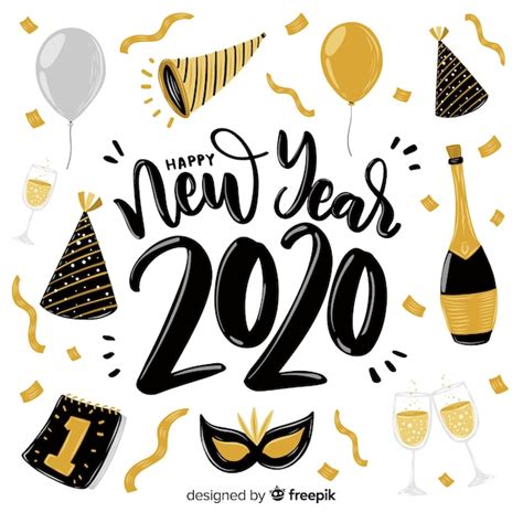 Feliz Año Nuevo 2020 Letras Vector Gratis
